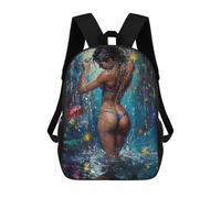 sinyumoney 2Backpack 3d Woman Under Waterfall School Bag Boys Book Bag Cool Rucksack Fashion Laptop Knapsack Back Bag for Boys And Girls 17inch