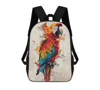 sinyumoney 2Backpacks Abstract Macaw Kids School Backpack School Bag 3D Printed School Bags for Boys Elementary And Middle School Students 17inch