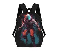 sinyumoney 2Backpacks Alien Astronaut Kids School Backpack School Bag 3D Printed School Bags for Boys Elementary And Middle School Students 17inch