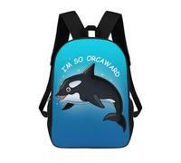 sinyumoney 2Backpacks Awkward Killer Whale Kids School Backpack School Bag 3D Printed School Bags for Boys Elementary And Middle School Students 17inch