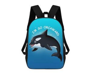 sinyumoney 2Backpacks Awkward Killer Whale Kids School Backpack School Bag 3D Printed School Bags for Boys Elementary And Middle School Students 17inch