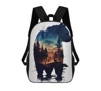 sinyumoney 2Backpacks Bear Silhouette Kids School Backpack School Bag 3D Printed School Bags for Boys Elementary And Middle School Students 17inch
