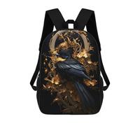 sinyumoney 2Backpacks Black And Gold Sparrow 03 Kids School Backpack School Bag 3D Printed School Bags for Boys Elementary And Middle School Students 17inch