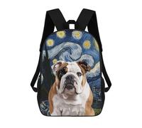 sinyumoney 2Backpacks Bulldog Starry Night Kids School Backpack School Bag 3D Printed School Bags for Boys Elementary And Middle School Students 17inch