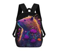 sinyumoney 2Backpacks Capybara Flower Colorful Kids School Backpack School Bag 3D Printed School Bags for Boys Elementary And Middle School Students 17inch