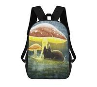 sinyumoney 2Backpacks Cat And The Mushroom Kids School Backpack School Bag 3D Printed School Bags for Boys Elementary And Middle School Students 17inch
