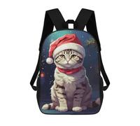 sinyumoney 2Backpacks Cat Christmas Kids School Backpack School Bag 3D Printed School Bags for Boys Elementary And Middle School Students 17inch
