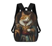 sinyumoney 2Backpacks Cat in Regal Attire Kids School Backpack School Bag 3D Printed School Bags for Boys Elementary And Middle School Students 17inch