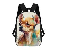 sinyumoney 2Backpacks Chihuahua Watercolor Anima Kids School Backpack School Bag 3D Printed School Bags for Boys Elementary And Middle School Students 17inch