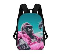 sinyumoney 2Backpacks Cool Gorilla Sunglasses Kids School Backpack School Bag 3D Printed School Bags for Boys Elementary And Middle School Students 17inch