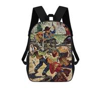 sinyumoney 2Backpacks Cowboys Play Kids School Backpack School Bag 3D Printed School Bags for Boys Elementary And Middle School Students 17inch