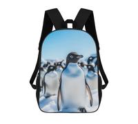 sinyumoney 2Backpacks Cute Penguines Kids School Backpack School Bag 3D Printed School Bags for Boys Elementary And Middle School Students 17inch