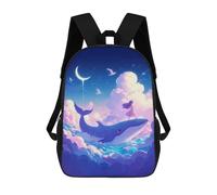 sinyumoney 2Backpacks Dreamy Whale Ride Girl Kids School Backpack School Bag 3D Printed School Bags for Boys Elementary And Middle School Students 17inch