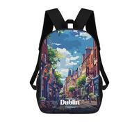 sinyumoney 2Backpacks Dublin, Ireland Street View Illustration Kids School Backpack School Bag 3D Printed School Bags for Boys Elementary And Middle School Students 17inch