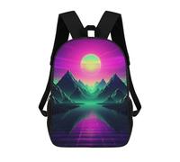 sinyumoney 2Backpacks Ethereal Retrowave Odyssey Kids School Backpack School Bag 3D Printed School Bags for Boys Elementary And Middle School Students 17inch