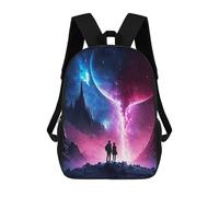 sinyumoney 2Backpacks Fantasy Stream Of Galaxy Kids School Backpack School Bag 3D Printed School Bags for Boys Elementary And Middle School Students 17inch