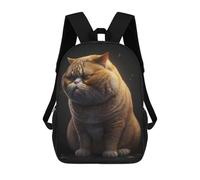 sinyumoney 2Backpacks FAT CAT ORANGE Kids School Backpack School Bag 3D Printed School Bags for Boys Elementary And Middle School Students 17inch