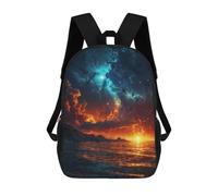 sinyumoney 2Backpacks Fiery Sunset Over Ocean Kids School Backpack School Bag 3D Printed School Bags for Boys Elementary And Middle School Students 17inch