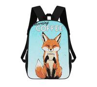 sinyumoney 2Backpacks Fox & Coffee Cup Kids School Backpack School Bag 3D Printed School Bags for Boys Elementary And Middle School Students 17inch