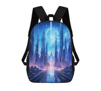 sinyumoney 2Backpacks Futuristic Surreal City Kids School Backpack School Bag 3D Printed School Bags for Boys Elementary And Middle School Students 17inch
