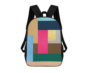 sinyumoney 2Backpacks Geometric Collage 13 Kids School Backpack School Bag 3D Printed School Bags for Boys Elementary And Middle School Students 17inch