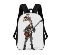 sinyumoney 2Backpacks Giraffe Guitar Kids School Backpack School Bag 3D Printed School Bags for Boys Elementary And Middle School Students 17inch