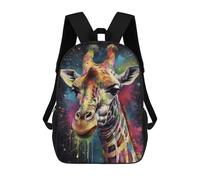 sinyumoney 2Backpacks Giraffe Painting Kids School Backpack School Bag 3D Printed School Bags for Boys Elementary And Middle School Students 17inch