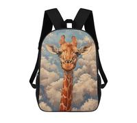 sinyumoney 2Backpacks Giraffe Portrait Clouds Kids School Backpack School Bag 3D Printed School Bags for Boys Elementary And Middle School Students 17inch