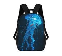 sinyumoney 2Backpacks Glowing Blue Jellyfish in Dark Water Kids School Backpack School Bag 3D Printed School Bags for Boys Elementary And Middle School Students 17inch