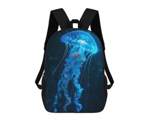 sinyumoney 2Backpacks Glowing Blue Jellyfish in Dark Water Kids School Backpack School Bag 3D Printed School Bags for Boys Elementary And Middle School Students 17inch