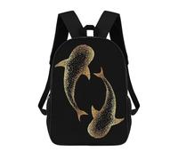 sinyumoney 2Backpacks Gold Whale 23 Kids School Backpack School Bag 3D Printed School Bags for Boys Elementary And Middle School Students 17inch