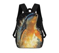sinyumoney 2Backpacks Golden Whale Leap Animal Kids School Backpack School Bag 3D Printed School Bags for Boys Elementary And Middle School Students 17inch
