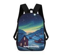 sinyumoney 2Backpacks Greenland Village Night Kids School Backpack School Bag 3D Printed School Bags for Boys Elementary And Middle School Students 17inch