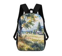 sinyumoney 2Backpacks Harvest Cabin View Kids School Backpack School Bag 3D Printed School Bags for Boys Elementary And Middle School Students 17inch