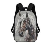 sinyumoney 2Backpacks Horse Sad Painting Kids School Backpack School Bag 3D Printed School Bags for Boys Elementary And Middle School Students 17inch