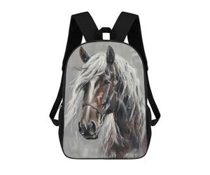 sinyumoney 2Backpacks Horse Sad Painting Kids School Backpack School Bag 3D Printed School Bags for Boys Elementary And Middle School Students 17inch