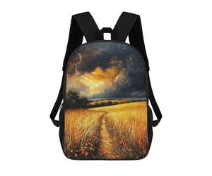 sinyumoney 2Backpacks Impressionist Inspired Storm Over Golden Fields Kids School Backpack School Bag 3D Printed School Bags for Boys Elementary And Middle School Students 17inch