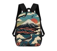 sinyumoney 2Backpacks Japanese Bird Retro Art Kids School Backpack School Bag 3D Printed School Bags for Boys Elementary And Middle School Students 17inch