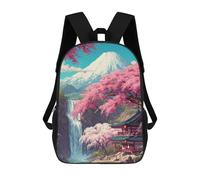 sinyumoney 2Backpacks Japanese Garden with Cherry Blossoms Kids School Backpack School Bag 3D Printed School Bags for Boys Elementary And Middle School Students 17inch