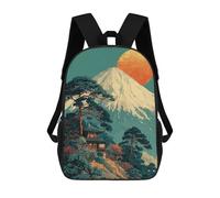 sinyumoney 2Backpacks Japanese Landscape with Mountain And Temple Kids School Backpack School Bag 3D Printed School Bags for Boys Elementary And Middle School Students 17inch