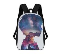 sinyumoney 2Backpacks Kid Galaxy Silhouette Kids School Backpack School Bag 3D Printed School Bags for Boys Elementary And Middle School Students 17inch