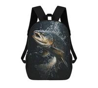 sinyumoney 2Backpacks Leaping Trout Painting Trout in Shadows Kids School Backpack School Bag 3D Printed School Bags for Boys Elementary And Middle School Students 17inch