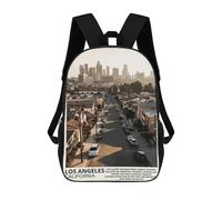 sinyumoney 2Backpacks Los Angeles City Kids School Backpack School Bag 3D Printed School Bags for Boys Elementary And Middle School Students 17inch