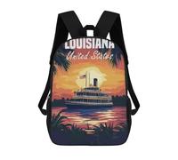 sinyumoney 2Backpacks Louisiana Riverboat Sunset Kids School Backpack School Bag 3D Printed School Bags for Boys Elementary And Middle School Students 17inch