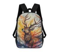 sinyumoney 2Backpacks Magical Deer Kids School Backpack School Bag 3D Printed School Bags for Boys Elementary And Middle School Students 17inch