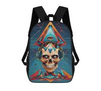 sinyumoney 2Backpacks Music Skull Rad Minds Eye Kids School Backpack School Bag 3D Printed School Bags for Boys Elementary And Middle School Students 17inch