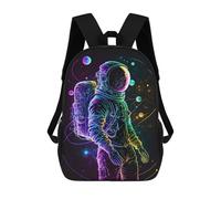 sinyumoney 2Backpacks Neon Astronaut Kids School Backpack School Bag 3D Printed School Bags for Boys Elementary And Middle School Students 17inch
