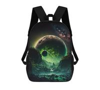 sinyumoney 2Backpacks Neon Green Full Moon Kids School Backpack School Bag 3D Printed School Bags for Boys Elementary And Middle School Students 17inch