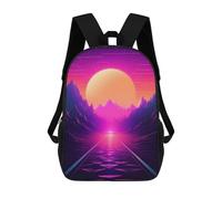 sinyumoney 2Backpacks Neon Horizon Rhapsody Kids School Backpack School Bag 3D Printed School Bags for Boys Elementary And Middle School Students 17inch