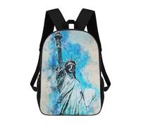 sinyumoney 2Backpacks New York in Watercolor 3 Kids School Backpack School Bag 3D Printed School Bags for Boys Elementary And Middle School Students 17inch